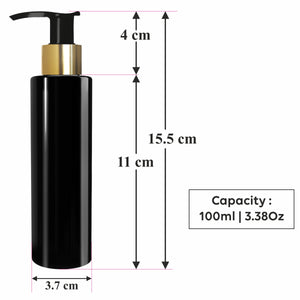 Black Color Premium Empty Pet Bottles With Gold Plated Black Dispenser Pump 200ML [ZMK40]