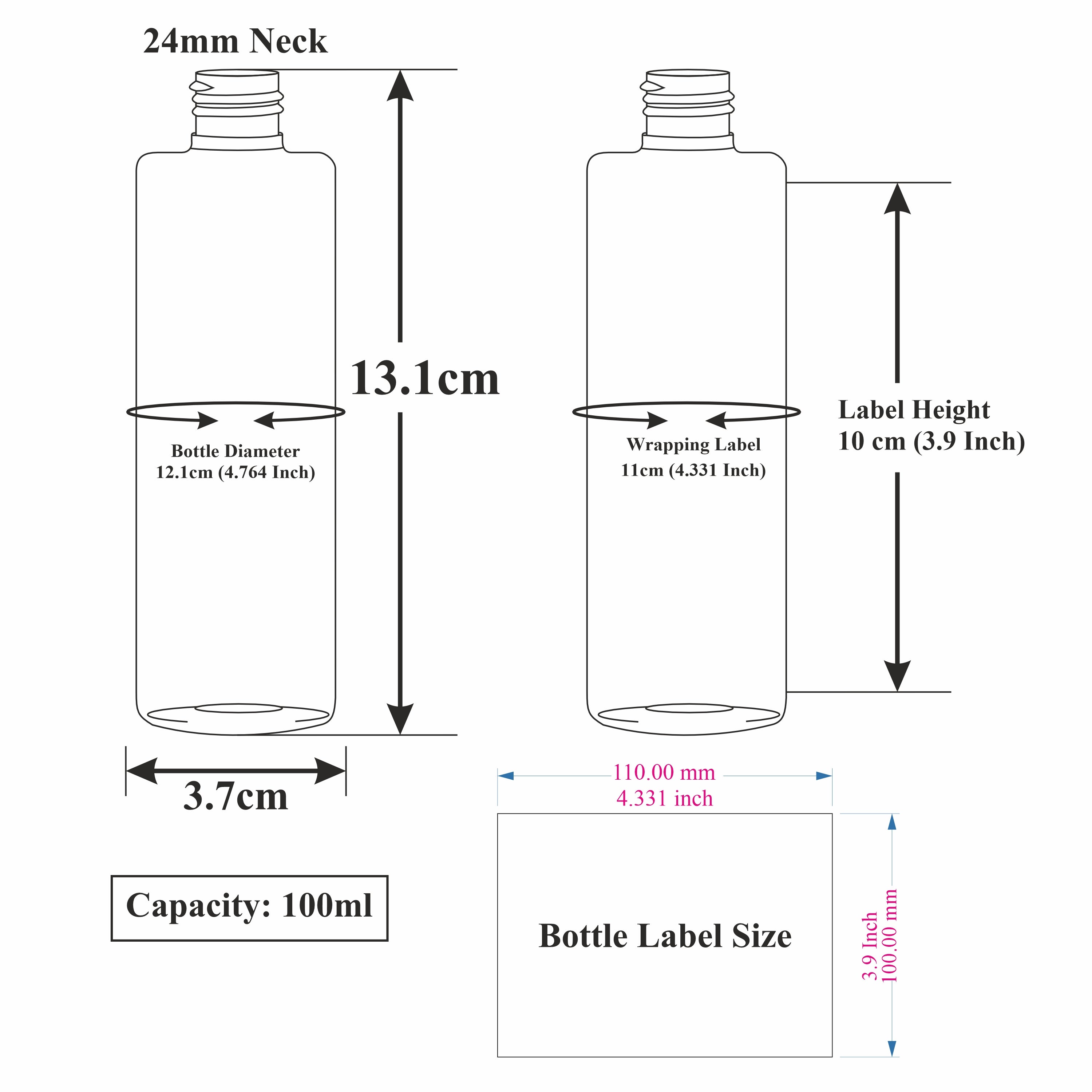 Black Color Premium Empty Pet Bottles With Black Dispenser Pump 100ml, 200ML [ZMK41]