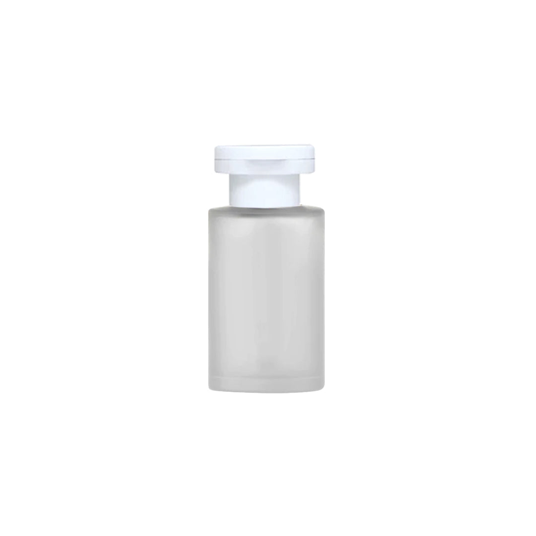 ( ZMG103) Frosted Glass Bottle with White Elite Cap 30ml, 50ml