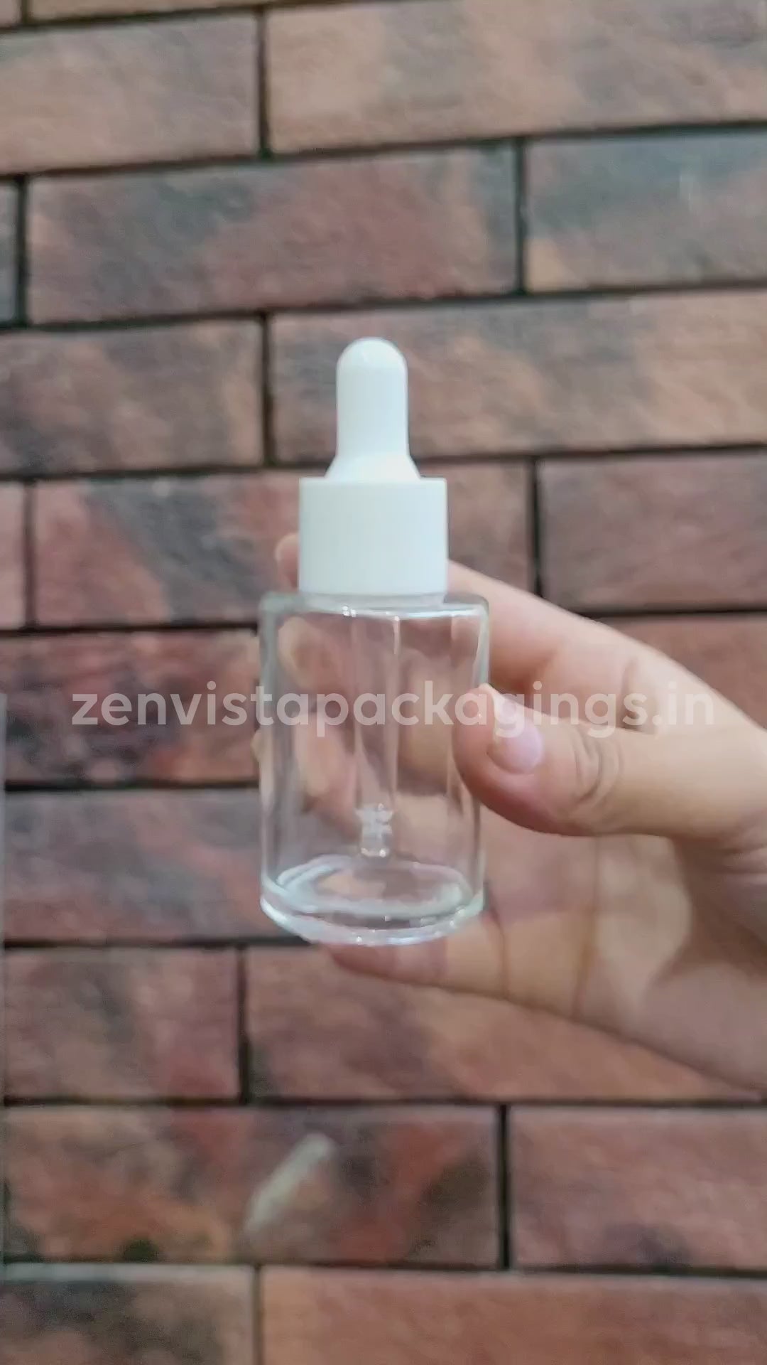 ZMG61 |  BEAUTIFUL TRANSPARENT GLASS BOTTLE WITH WHITE DROPPER | 30ML
