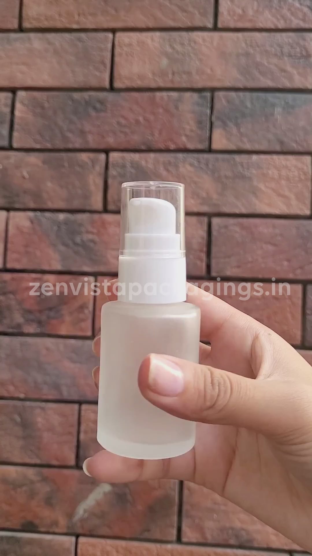 Frosted Glass Bottle With White Lotion Pump 25ml, 30ml, 50ml, 100ml  [ZMG56]