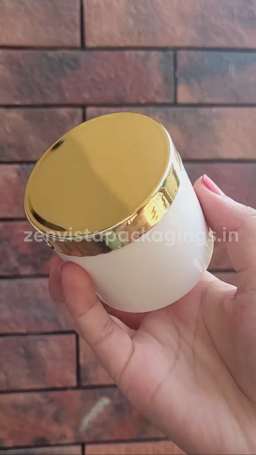 ZMJ29 |  MILKY WHITE BEAUTIFUL PET JAR WITH GOLDEN LID | 50GM & 100GM