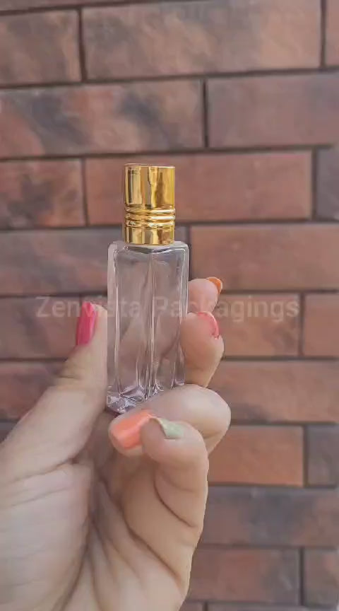 TRANSPARENT GLASS ROLL ON BOTTLE, SQUARE SHAPE - 8ml |ZMG25|