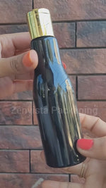 Load and play video in Gallery viewer, |ZMK27| Black Color Bottle With Gold  Disk Top Cap-200ml
