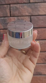 Load and play video in Gallery viewer, Frosted Glass Jar With Silver Lid-50GM [ZMJ07]
