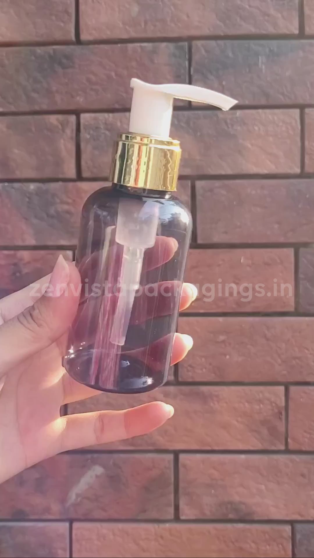 [ZMT106] Transparent Black Color Pet Bottle With Gold Plated White Dispenser Pump 100ml, 200ML, 300ML