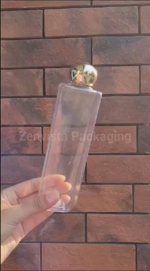 ZMT05| FROSTED BOTTLE WITH GOLD METALIZED DOME CAP Available Size: 200ml