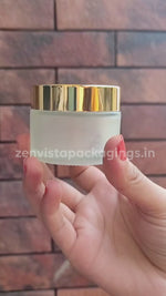 Load and play video in Gallery viewer, Frosted Jar with Gold Lid For Cream, Scrub, Lip Balm, Body Lotion-50 Gm [ZMJ06]
