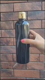 Load and play video in Gallery viewer, |ZMK22| BLACK COLOR BOTTLE WITH GOLDEN FLIP TOP CAP Available Size: 100ml, 200ml
