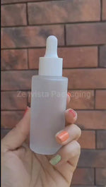 Load and play video in Gallery viewer, Frosted Glass Bottle with White Dropper 25ml, 30ml, 50ml &amp; 100ml [ZMG31]
