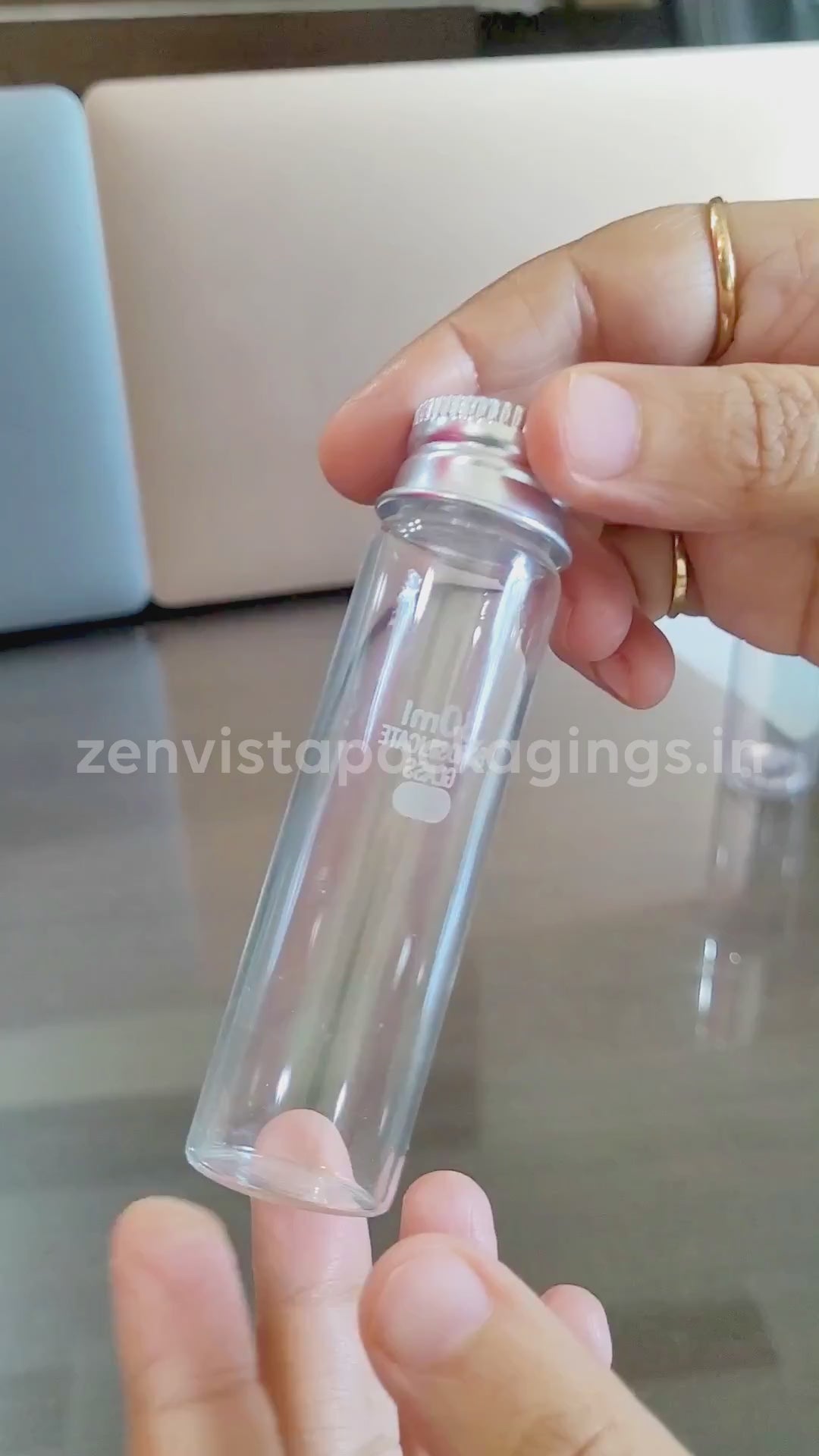 |ZMG49|  Borosilicate Clear Transparent  Glass Bottle with Silver Color Tin Cap | Capacity- 30ml |