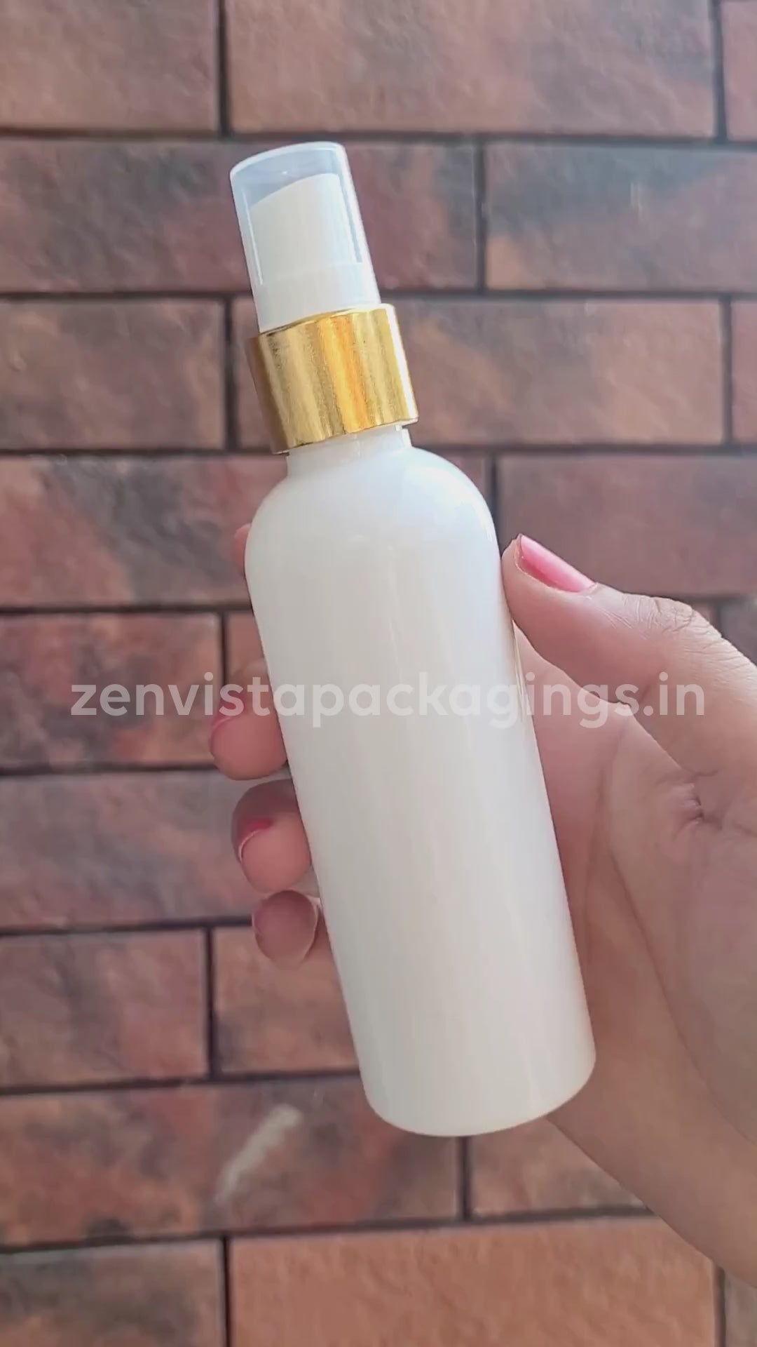 |ZMW53| Milky White Bottle With White Mist Spray Pump and Gold Plated Cap  Available Size_100ML