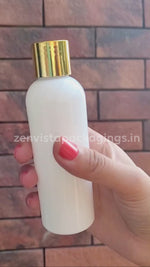 Load and play video in Gallery viewer, |ZMW58| Milky White Pet Bottle With Gold Plated Screw Cap Available Size_100ML
