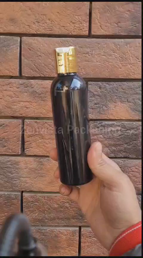 |ZMK23| BLACK COLOR BOTTLE WITH GOLDEN/WHITE DISKTOP CAP Available Size: 200ml