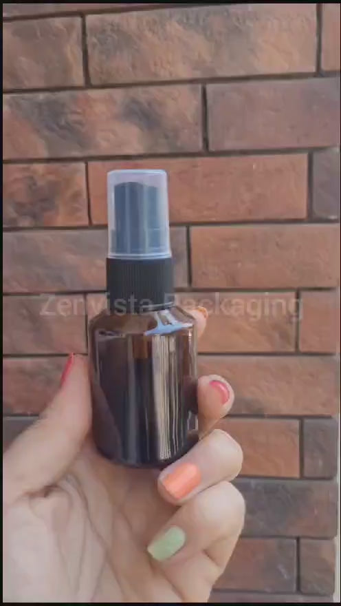 Amber Color Glass Bottle With Black Color Mist Pump- 25ml,30 ML [ZMG18]