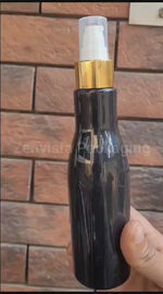 Load and play video in Gallery viewer, |zmk09| Black Color Bottle With Gold Plated White Mist Pump-100ml-200ml
