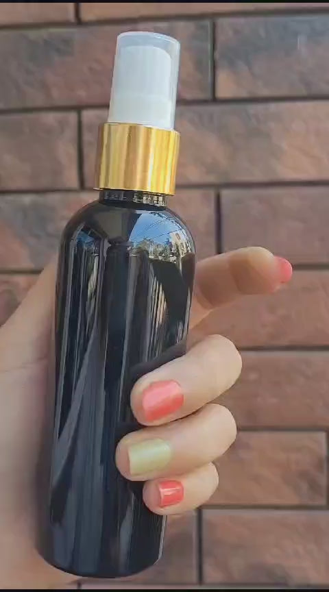 Black Color Bottle With Gold Plated White Mist Pump-100ML & 200ML [ZMK04]