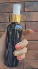 Load and play video in Gallery viewer, Black Color Bottle With Gold Plated White Mist Pump-100ML &amp; 200ML [ZMK04]
