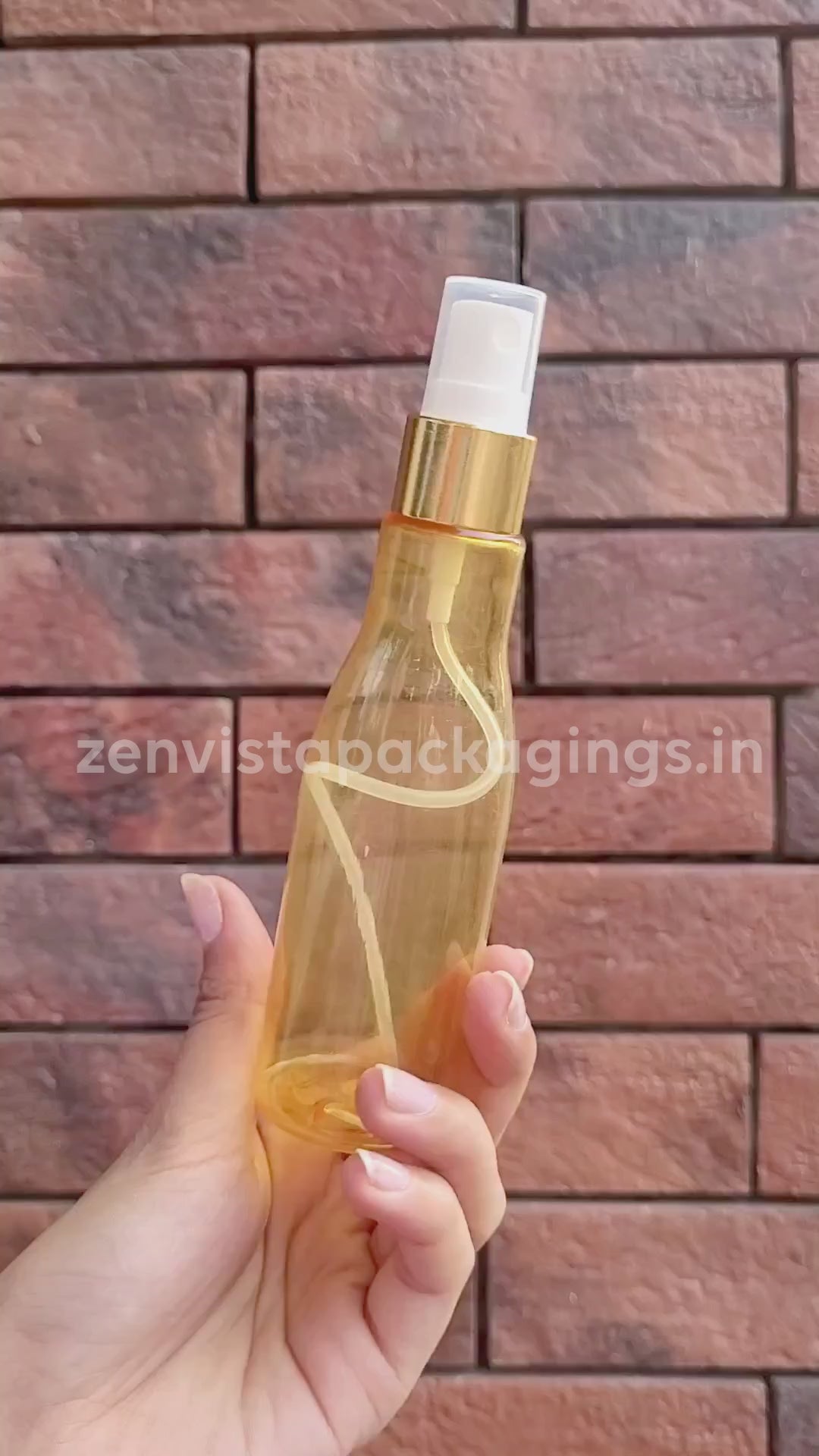 |ZMT75| TRANSPARENT YELLOW COLOR BOTTLE WITH GOLDEN/WHITE MIST SPRAY PUMP 100ml