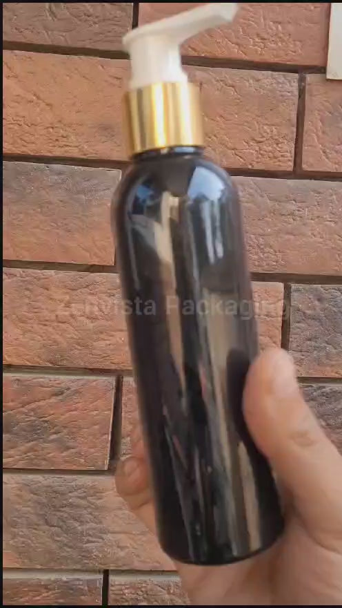 |ZMK21| BLACK COLOR BOTTLE WITH GOLDEN/WHITE DISPENSER PUMP Available Size: 200ml