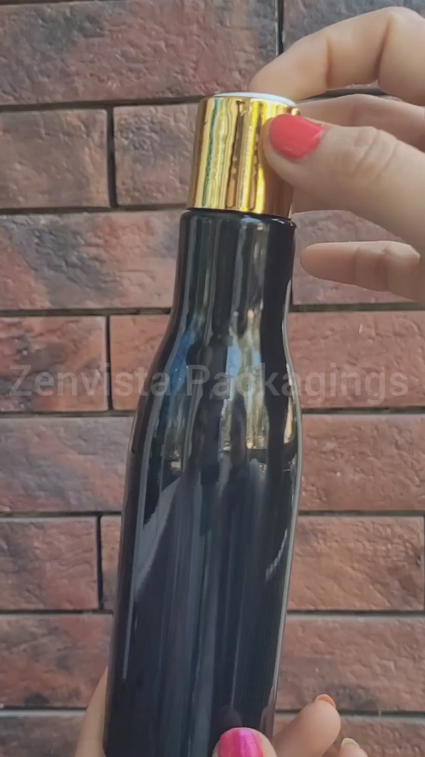 ZMK28 | BLACK COLOR ASTA BOTTLE WITH GOLD PLATED DISKTOP CAP | 200ML |