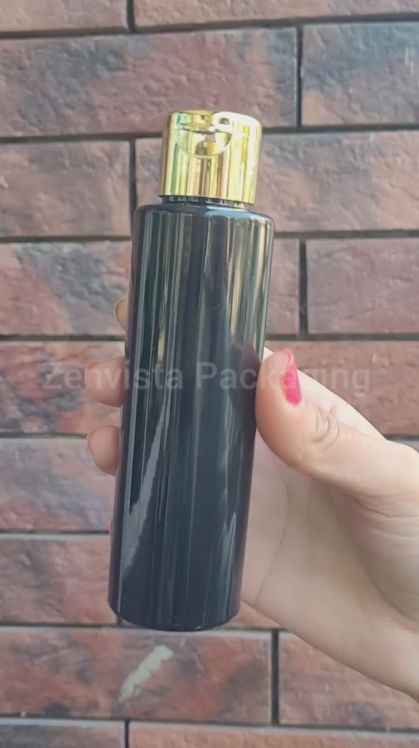 Black Color Premium Empty Pet Bottles With Gold Plated Flip-Top Cap 200ML [ZMK35]