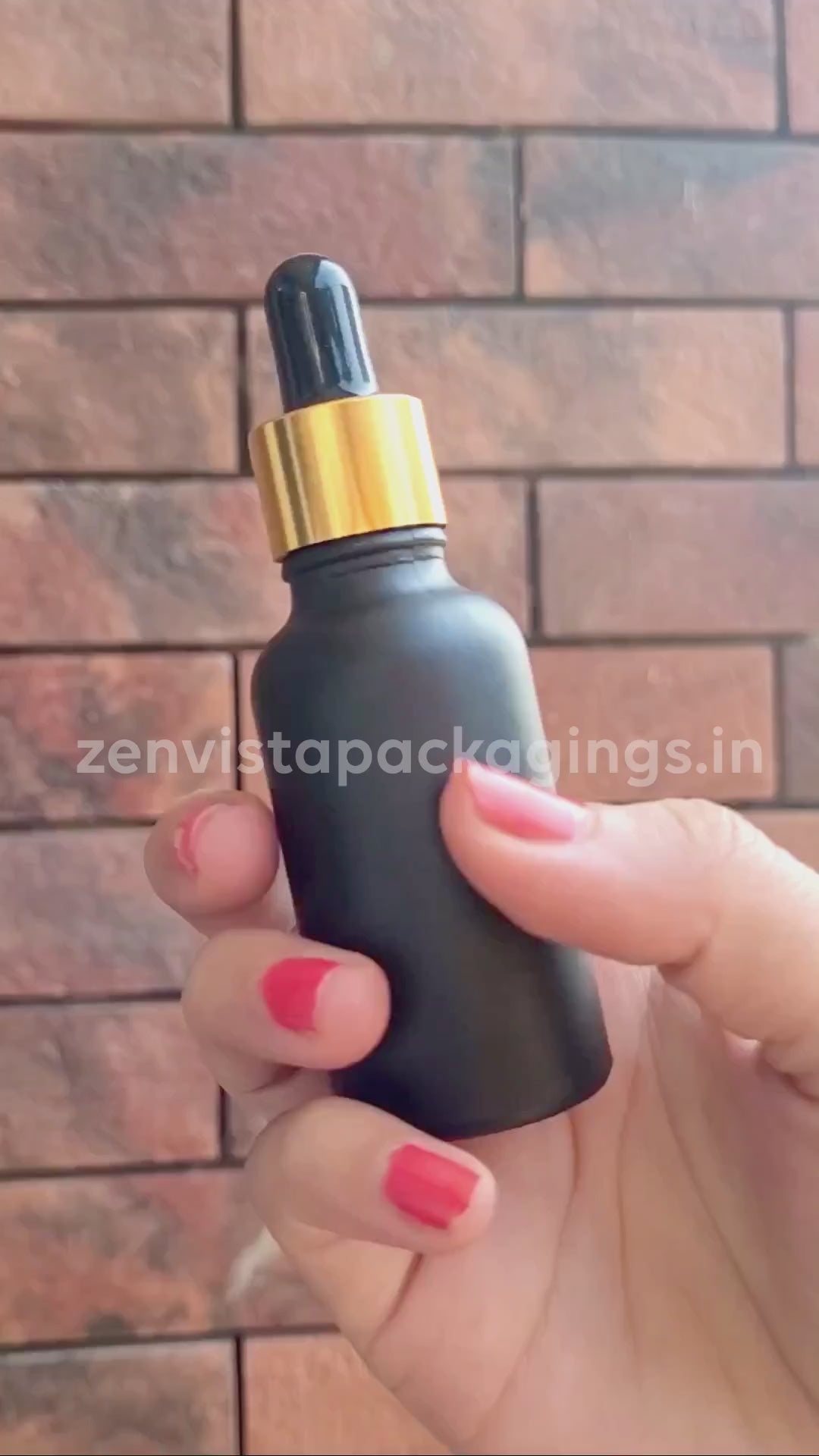 Beautiful Matte Black Color  Glass Bottle With Gold Plated Black Dropper-25ml,30ml [ZMG05]