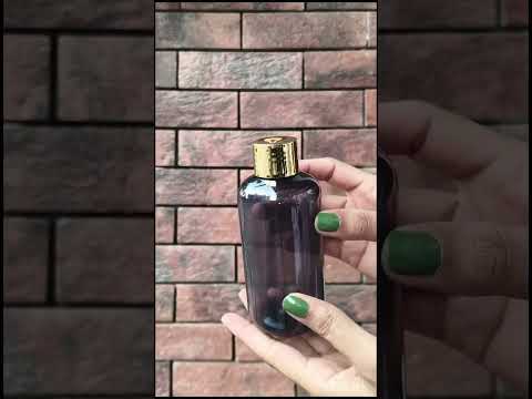 [ZMT105] Transparent Black Color Pet Bottle With Gold Plated Simple Screw Cap 100ml