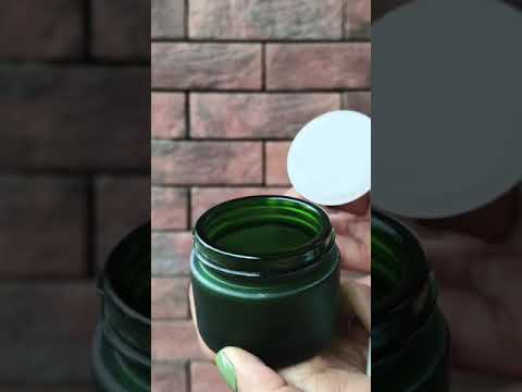 (ZMJ59) DARK GREEN COLOR FROSTED  GLASS JAR WITH WHITE SCREW CAP  50GM, 30GM