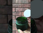 Load and play video in Gallery viewer, (ZMJ59) DARK GREEN COLOR FROSTED  GLASS JAR WITH WHITE SCREW CAP  50GM, 30GM
