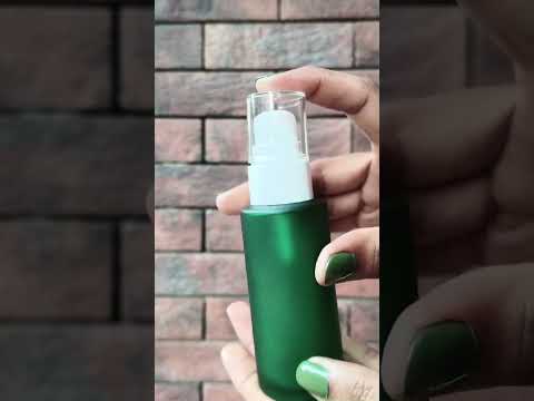 (ZMG106) DARK GREEN FROSTED GLASS BOTTLE WITH WHITE LOTION PUMP  30ml, 50ML