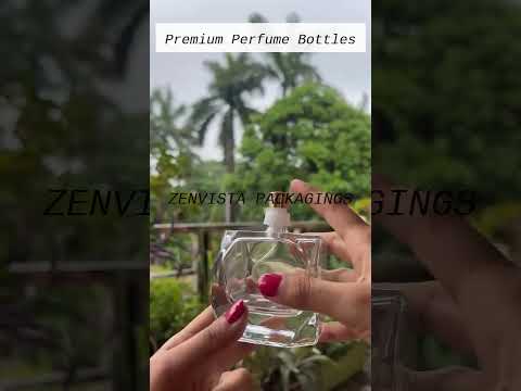 [ZMS56] Transparent Perfume Bottle With Black Cap & Gold Streak - 100ml