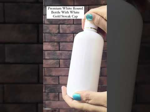 [ZMW116] White Round Bottle With White Gold Streak Cap