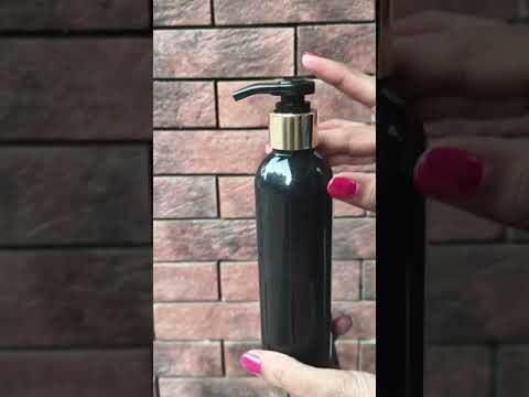 ZMK31 | BLACK COLOR ROUND SHAPE BOTTLE WITH GOLD/BLACK DISPENSER PUMP