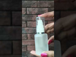 Load and play video in Gallery viewer, Beautiful Frosted Glass Bottle With Lotion Pump [ZMG33] 25ML, 30ML, 50ML &amp; 100ml
