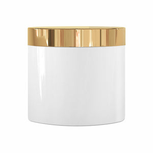 whitepetjar_emptyjars_premiumpetjars_premiumblackjars_jars_containers_50gmjars_blackjarswithsilverlining_blackcapjars_blackcap_creamsjars_emptycosmeticjars_100gmjar_white jar, jar with gold lid, 100gm jar, 50gm jar, cosmetic packaging, empty jars , cream jars, body butter jars