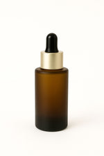 Load image into Gallery viewer, [ZMG141] Amber Frosted Bottle With Gold Metallized Cap &amp; Black Fitting
