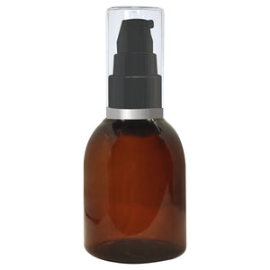 Amber Color Bell Shaped Premium Bottles With Black Lotion Pump & Silver Streak : 50ML  [ZMA23]