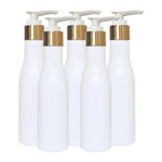 Load image into Gallery viewer, zenvista 200 ml empty milky color bottle with gold plated white dispenser Empty White Color Cosmetic Bottle with Gold Dispenser Pump, Transparent Packaging Bottles For Cosmetic Packaging empty 200ml bottle
