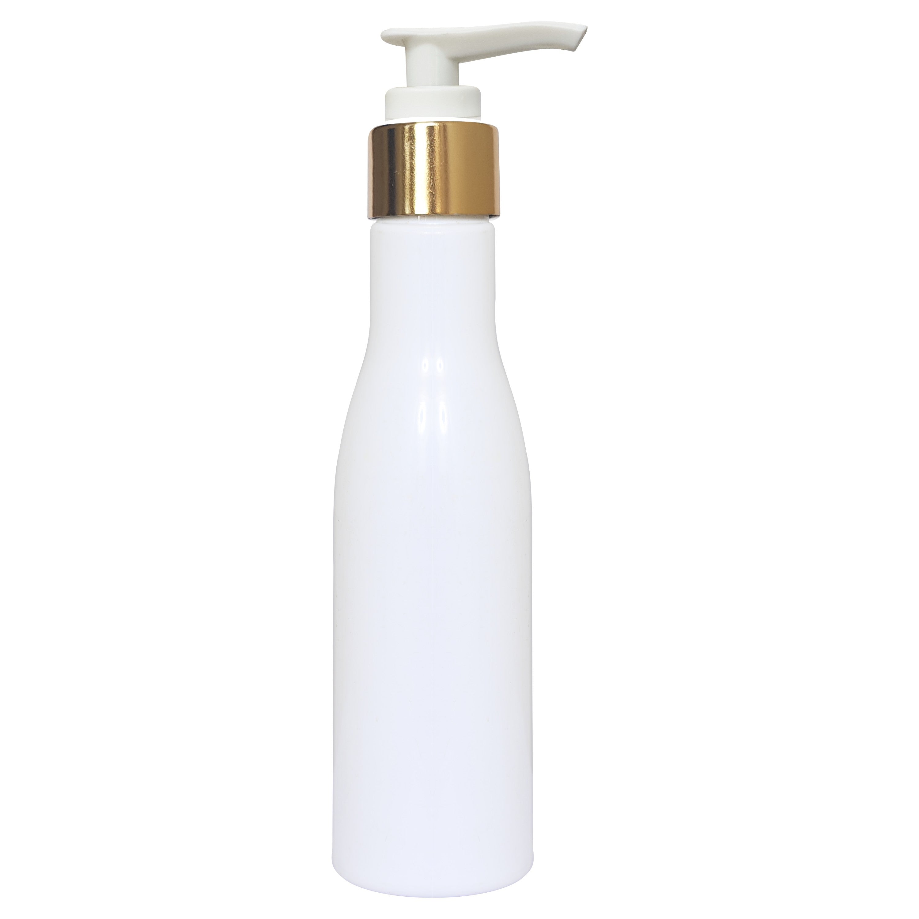 zenvista 200 ml empty milky color bottle with gold plated white dispenser Empty White Color Cosmetic Bottle with Gold Dispenser Pump, Transparent Packaging Bottles For Cosmetic Packaging empty 200ml bottle