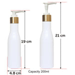 Load image into Gallery viewer, zenvista 200 ml empty milky color bottle with gold plated white dispenser Empty White Color Cosmetic Bottle with Gold Dispenser Pump, Transparent Packaging Bottles For Cosmetic Packaging empty 200ml bottle
