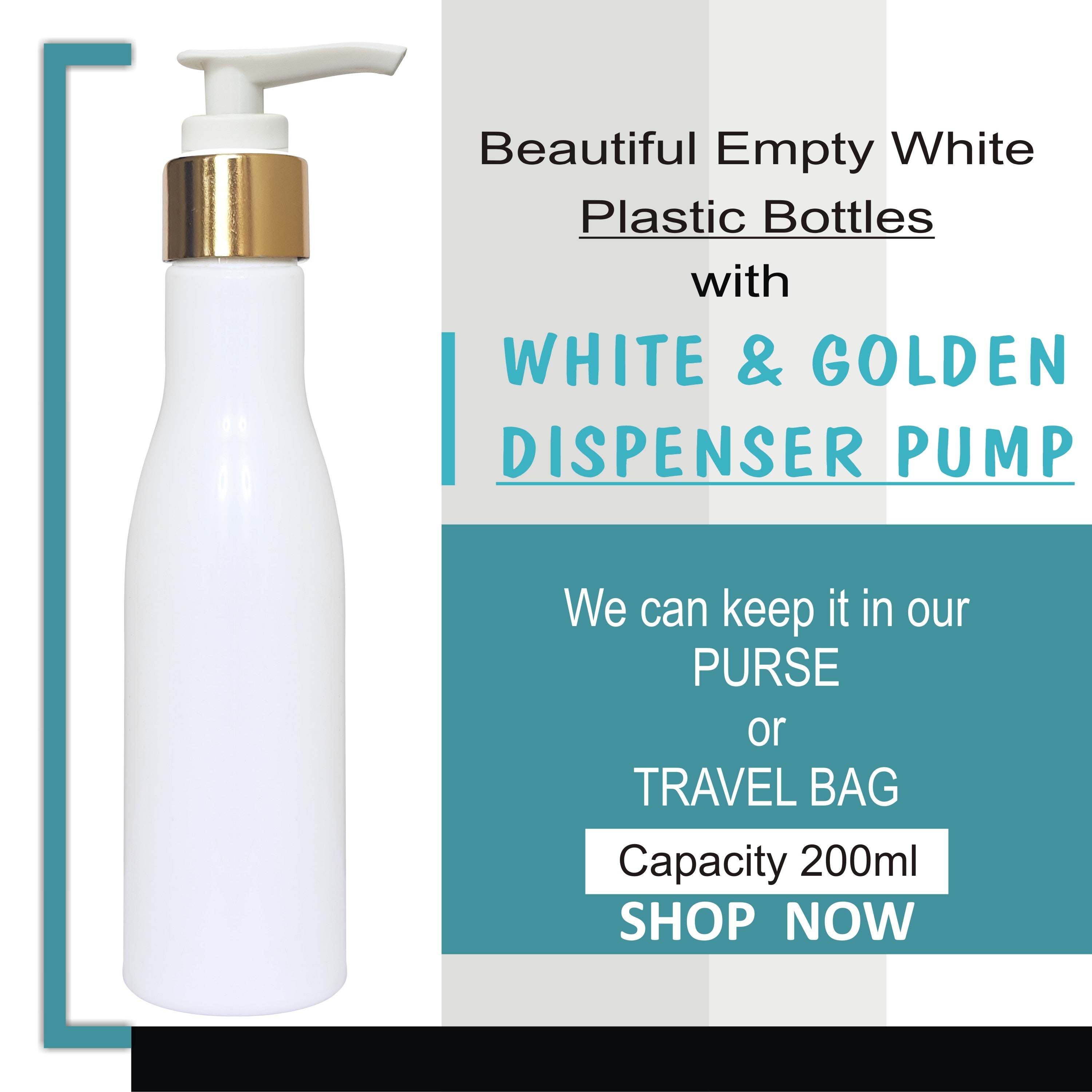 zenvista 200 ml empty milky color bottle with gold plated white dispenser Empty White Color Cosmetic Bottle with Gold Dispenser Pump, Transparent Packaging Bottles For Cosmetic Packaging empty 200ml bottle