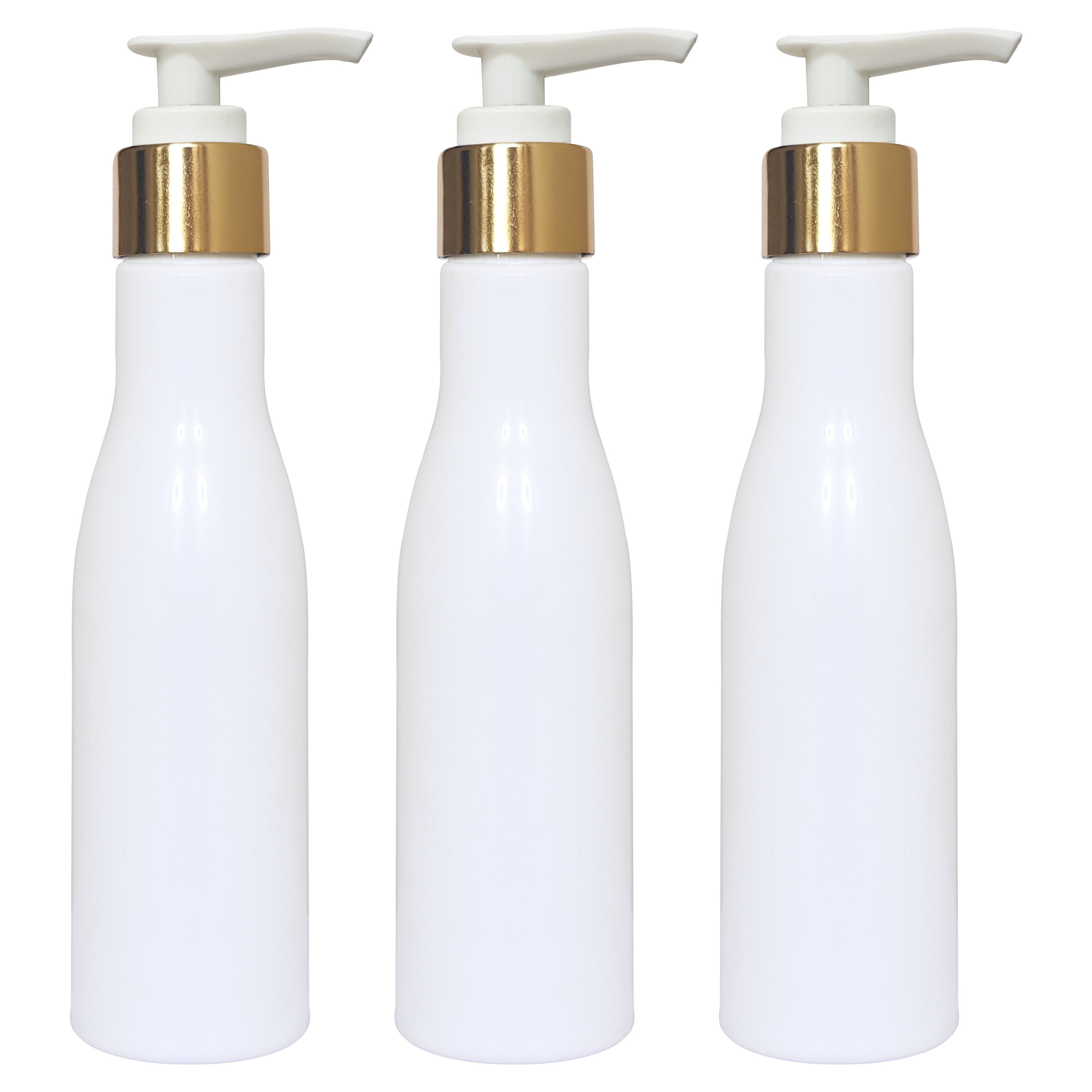 zenvista 200 ml empty milky color bottle with gold plated white dispenser Empty White Color Cosmetic Bottle with Gold Dispenser Pump, Transparent Packaging Bottles For Cosmetic Packaging empty 200ml bottle