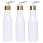 Load image into Gallery viewer, zenvista 200 ml empty milky color bottle with gold plated white dispenser Empty White Color Cosmetic Bottle with Gold Dispenser Pump, Transparent Packaging Bottles For Cosmetic Packaging empty 200ml bottle
