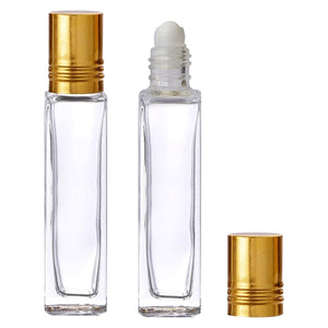 TRANSPARENT GLASS ROLL ON BOTTLE, SQUARE SHAPE - 8ml |ZMG25|