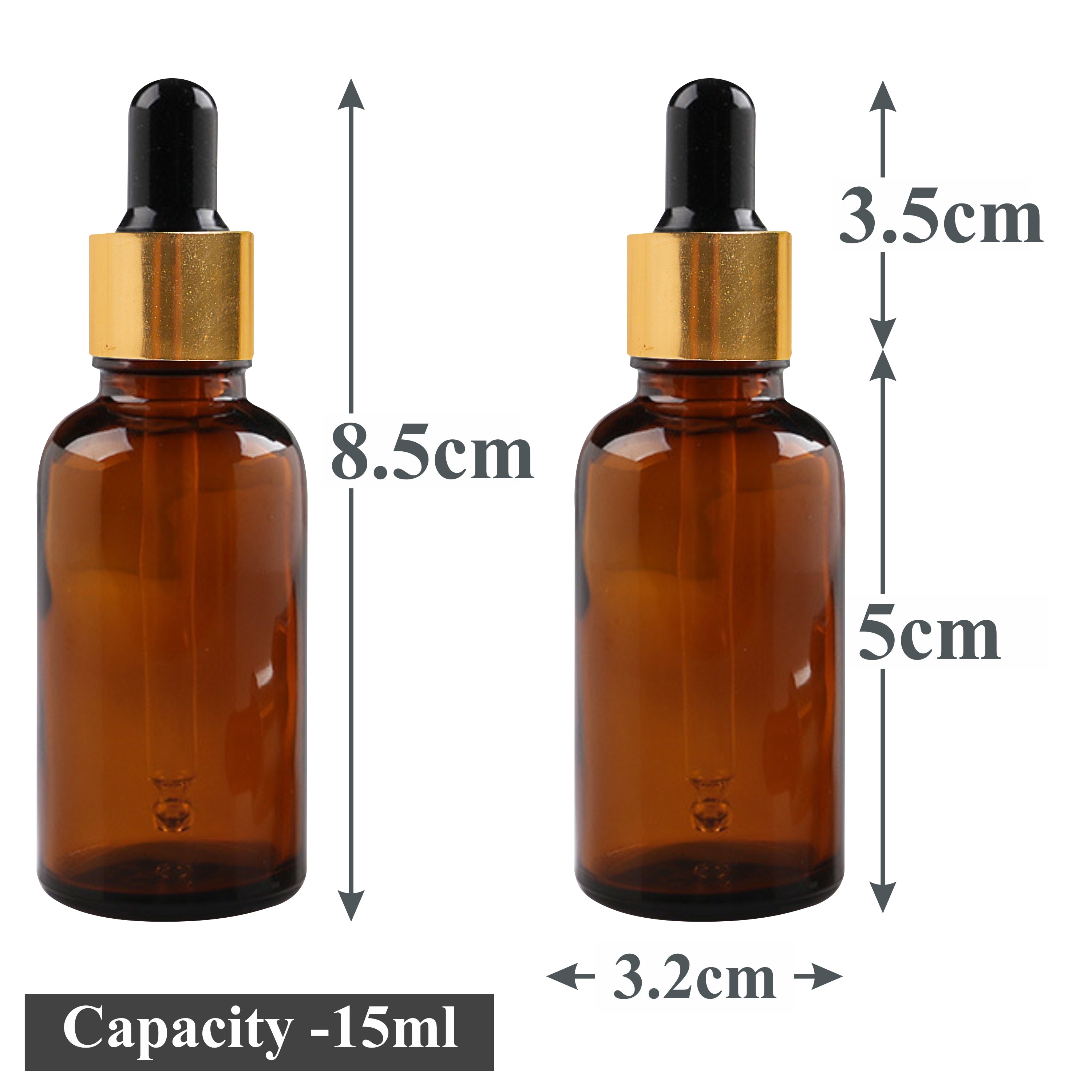 Amber Color Glass Bottle With golden Plated Dropper [ZMG21] | 10ml, 20ml, 15ml, 30ml, 25ml