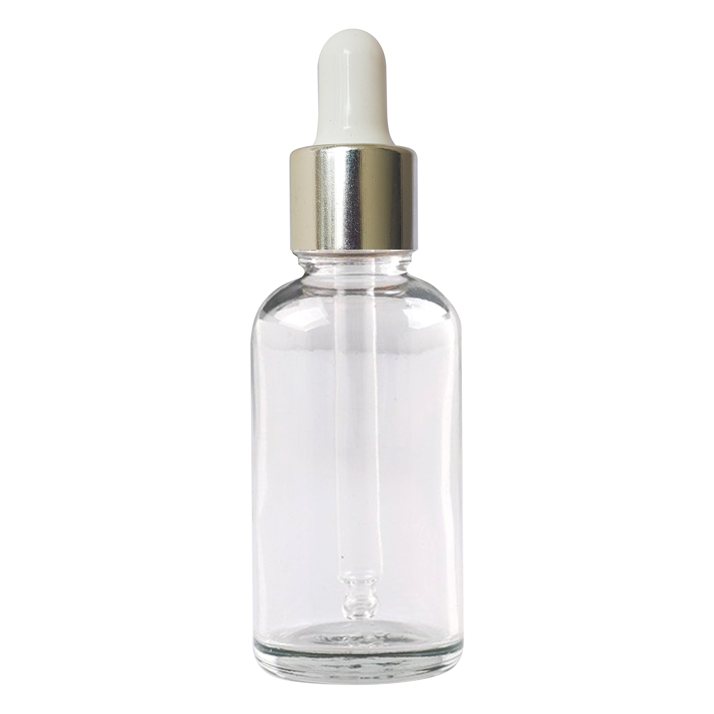 Transparent Glass Bottle With silver Plated Dropper [ZMG07]