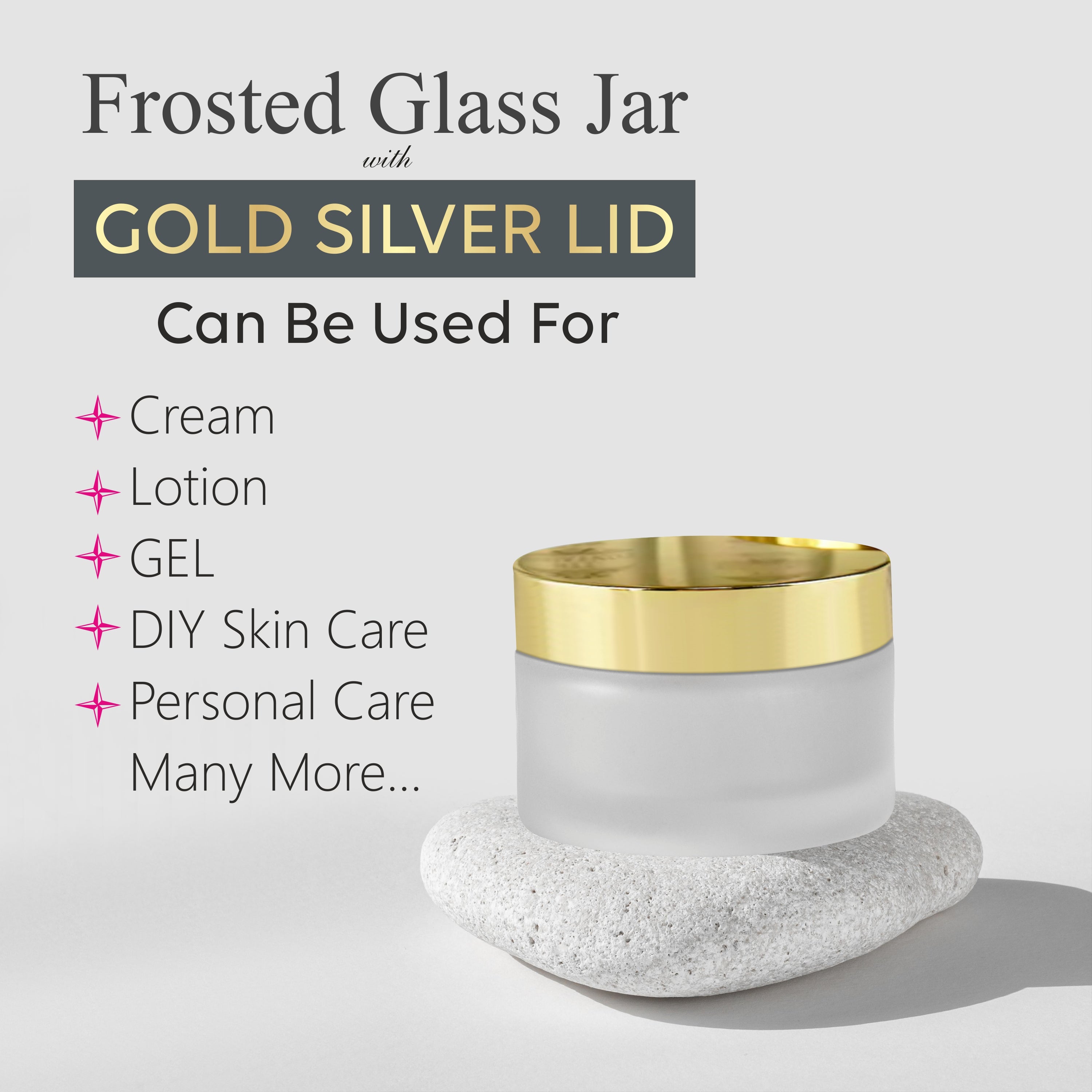 Frosted Jar with Gold Lid For Cream, Scrub, Lip Balm, Body Lotion-50 Gm [ZMJ06]