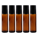 Load image into Gallery viewer, roll on bottles , glass roll on , 10 ml bottles , glass bottles , roll on bottles , black cap roll on bottles , amber color roll on bottles , glass roll on , 10 ml roll on , bottles for lip balm , essential oil bottles , fragrance oil bottles , roll on amber color
