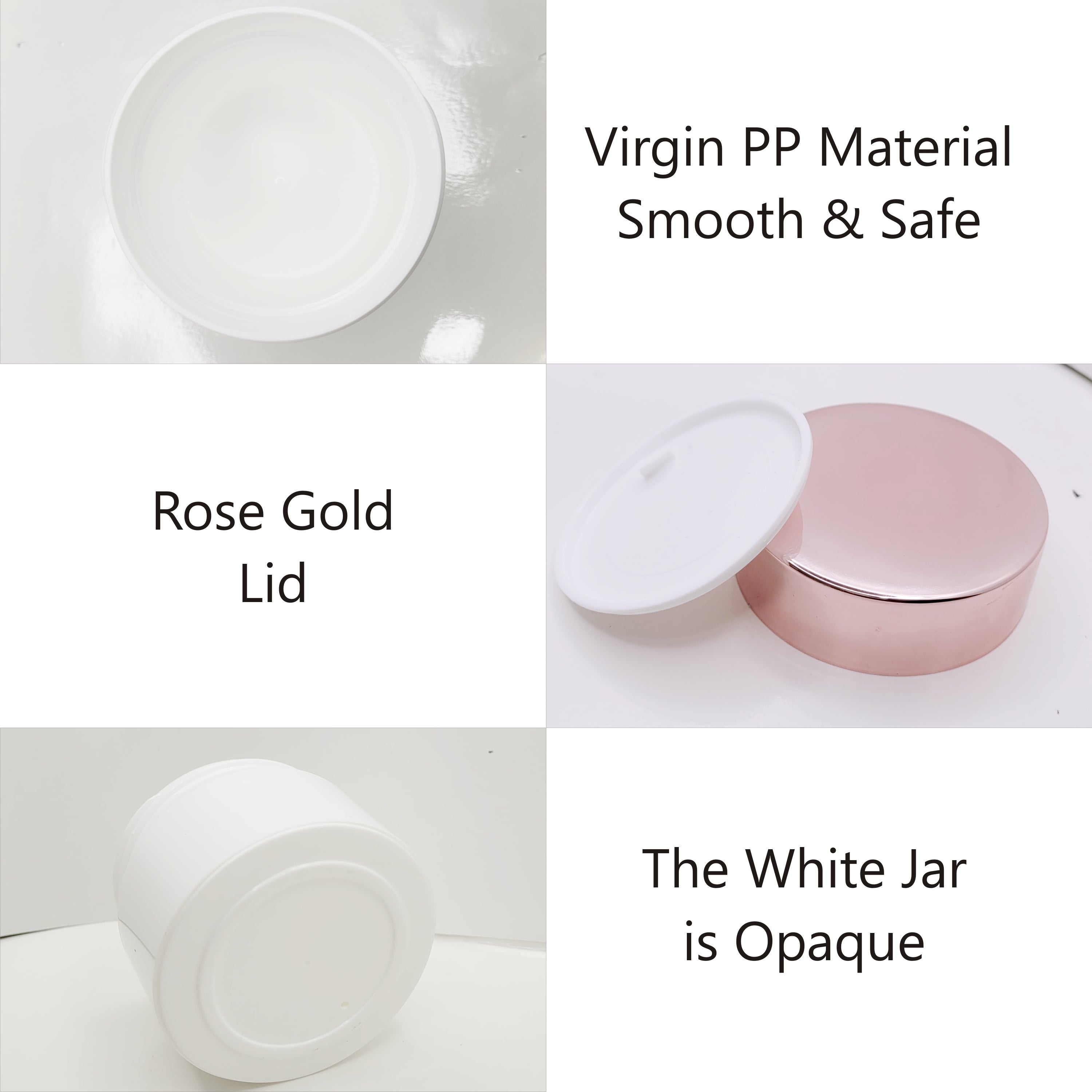 empty white color jar , cosmetic jars , rose gold caps , 50 gm 100gmjars , jars , containers , cream jars , lotion jars , empty cosmetic jars , zenvista jars , jars for moisturizers , reusable jars , recyclable jars .